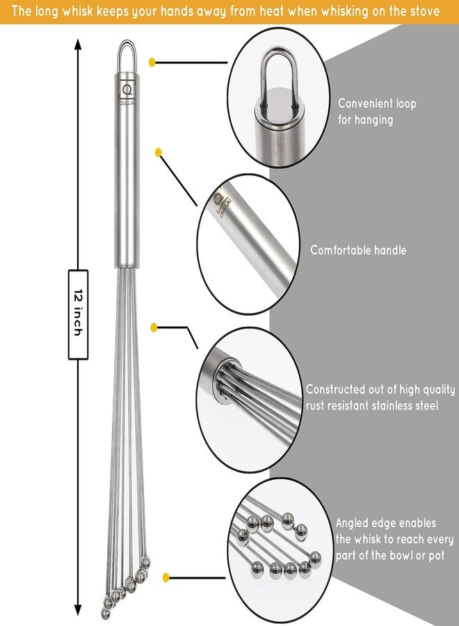 QULLAI Stanless Steel Whisk (Extra Large 12 inch Stanless Ball Whisk) - Image 2